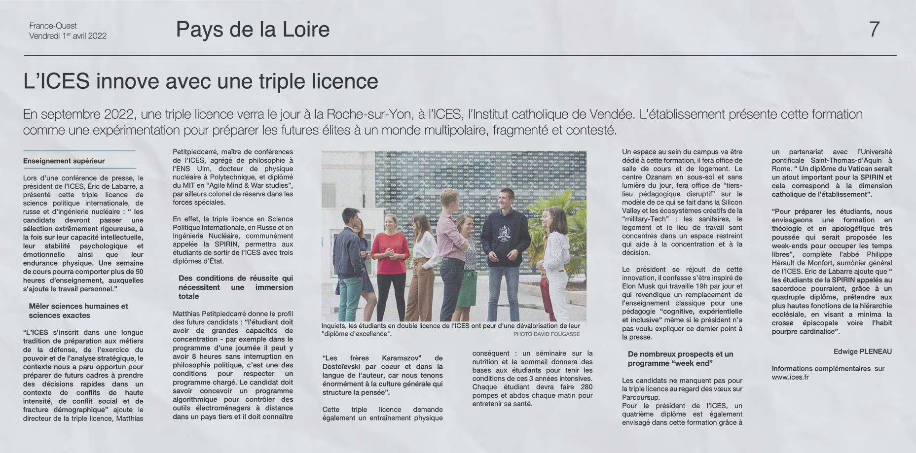 Article OF 1er Avril 2022 ICES Triple Licence