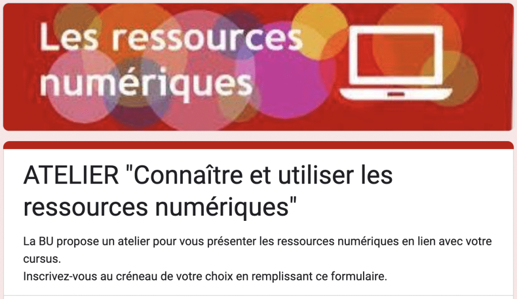 Atelier Ressources numériques