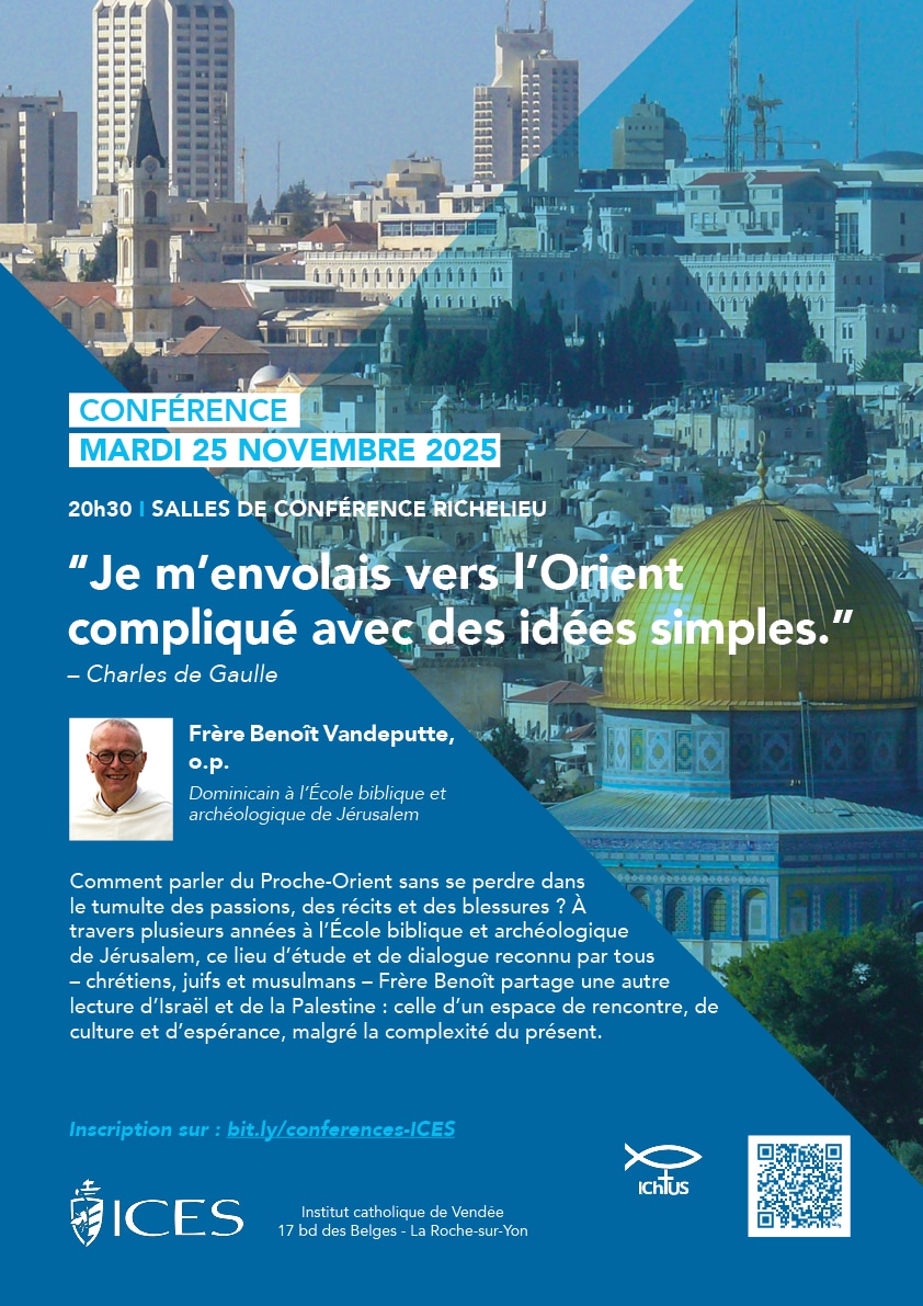 ICHTUS ORIENT Conférence Frère Benoît Affiche de la conférence avec en fond une ville de Turquie